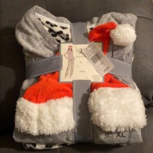 NWT Fleece Christmas PJ Set w Santa Hat